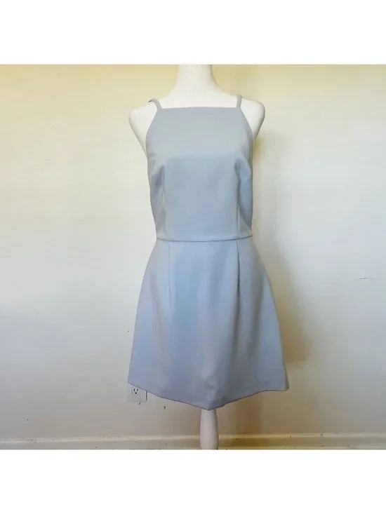 French Connection Whisper Square Neck Mini Dress Dreamy Lt Blue 8 Fairy Coquette - Picture 2 of 11